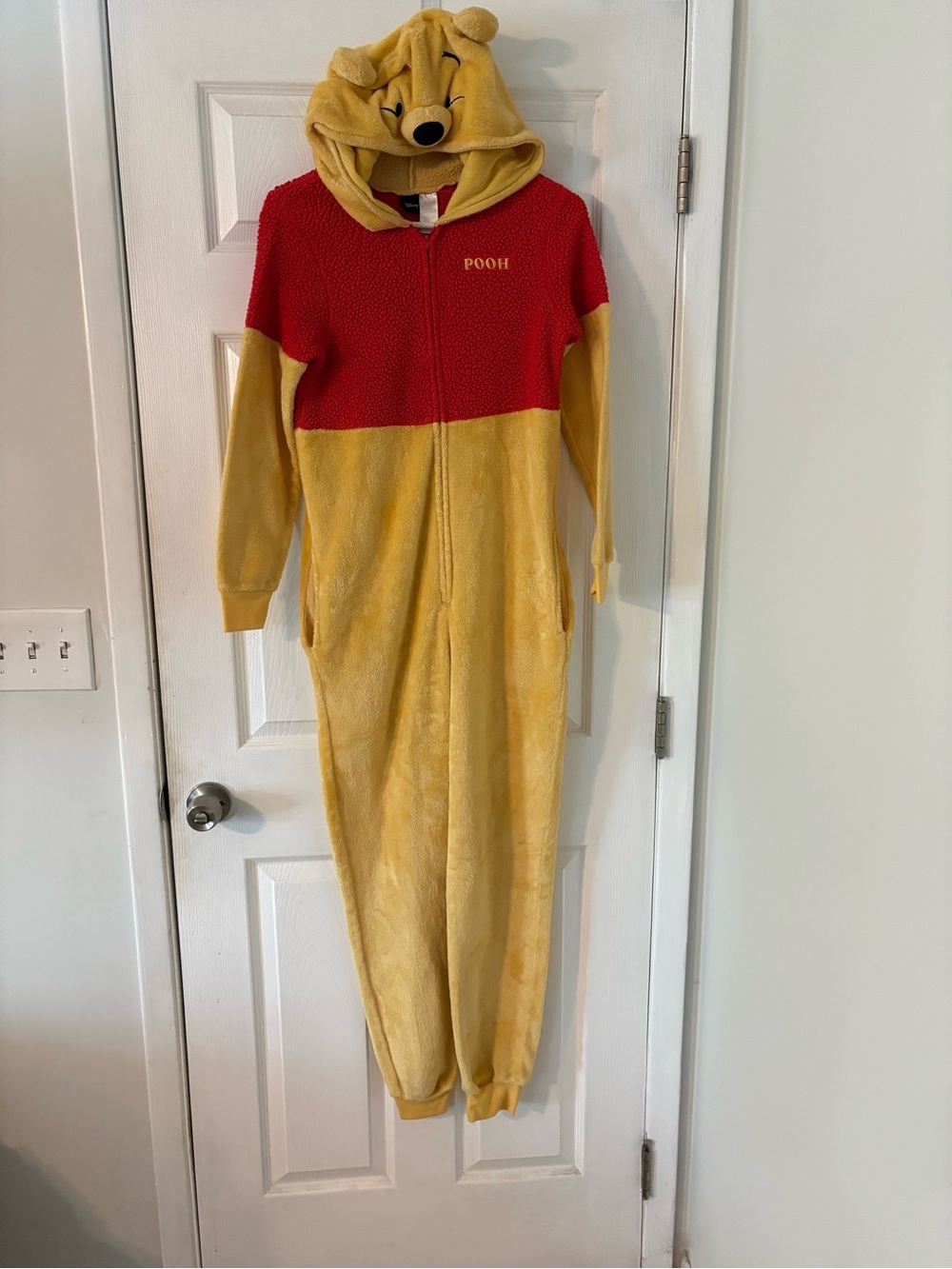 Disney Winnie the Pooh Plush Hooded One Piece Pajamas S/M